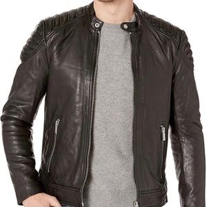 Superdry Mens City Hero Leather Jacket Small